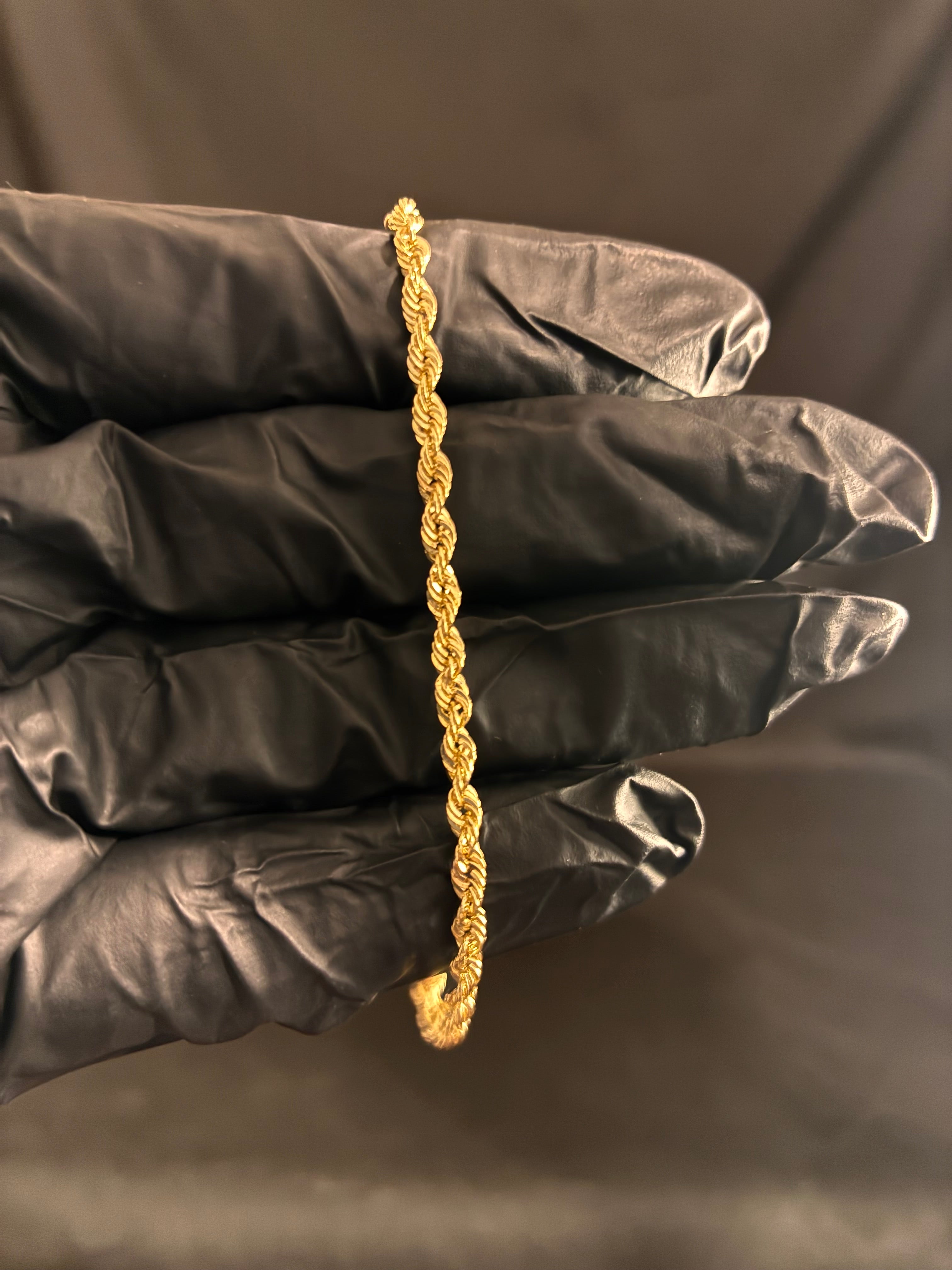 3MM 8inch 10K Gold Diamond Cut Bracelet