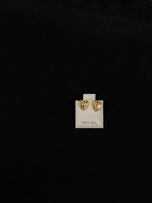 10K Gold Heart Nugget Studs