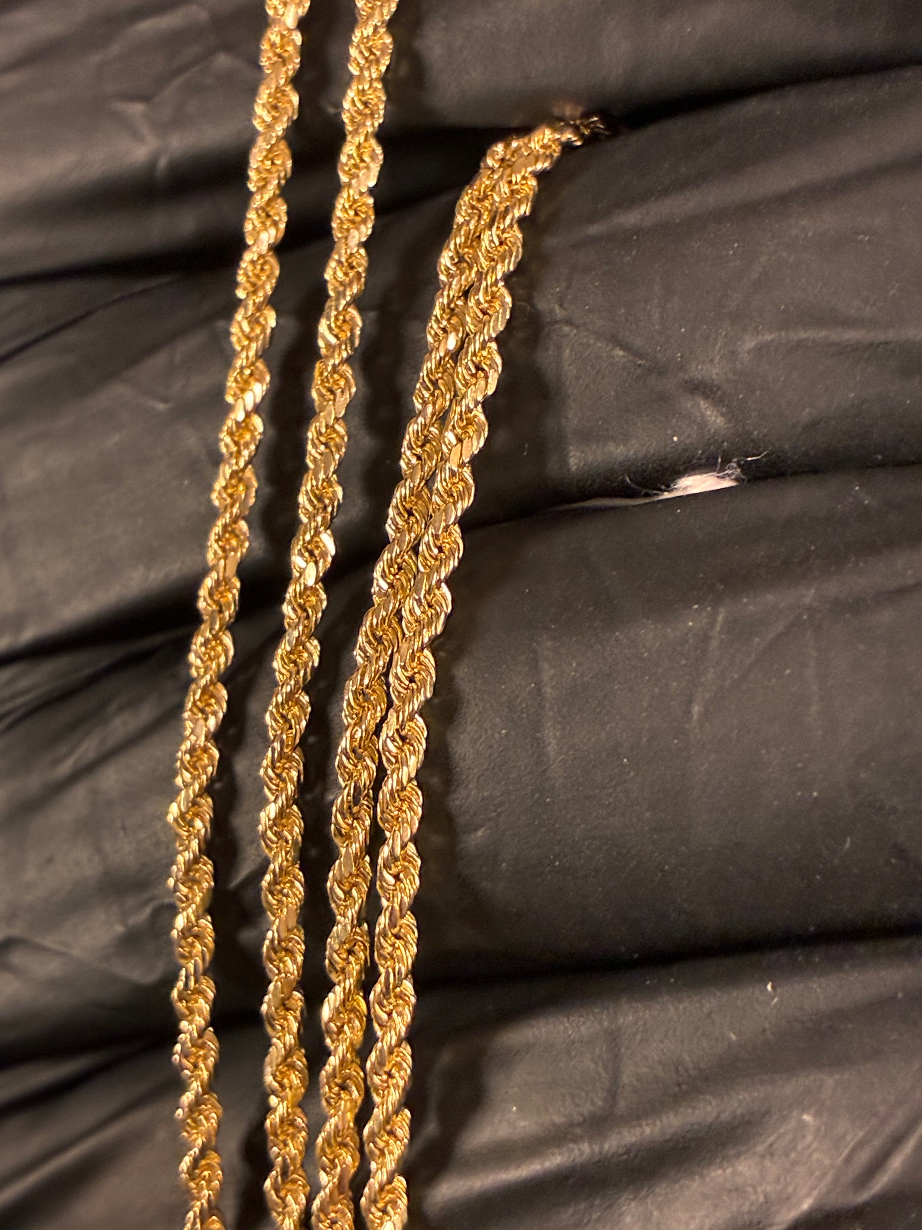 2MM 20inch 10K Gold Diamond Cut Rope