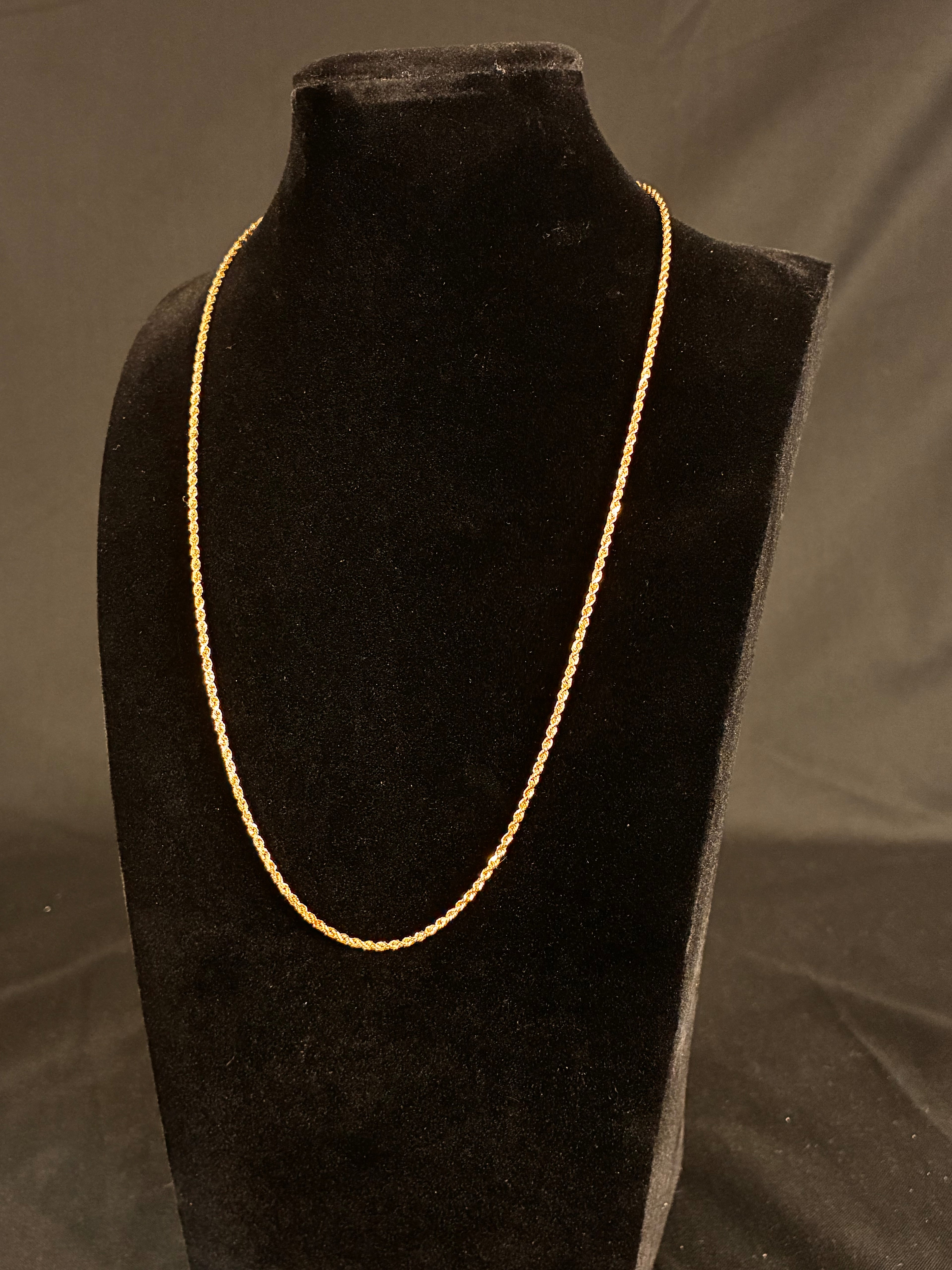 2MM 20inch 10K Gold Diamond Cut Rope
