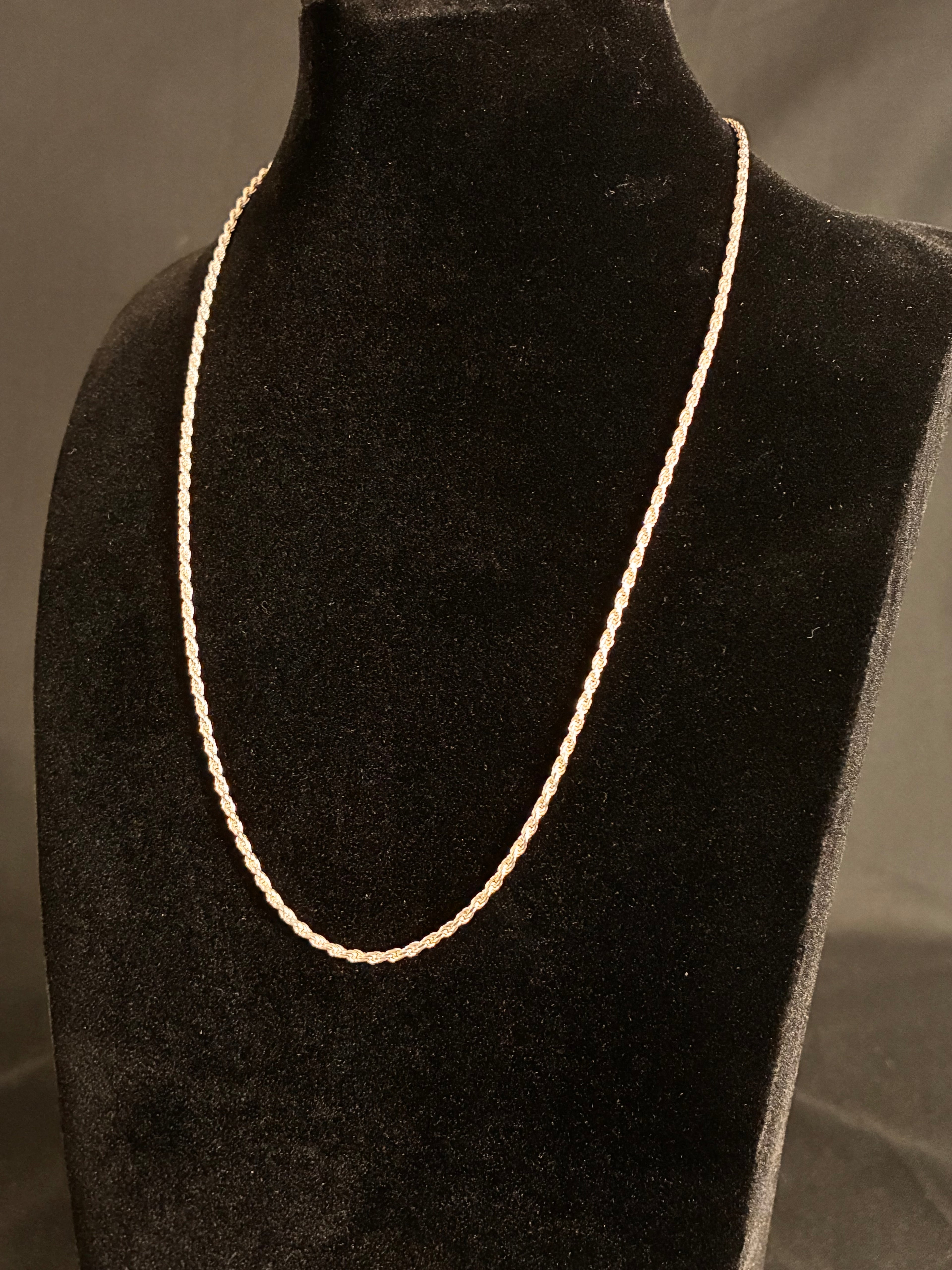 2MM 18inch Silver Diamond cut Rope