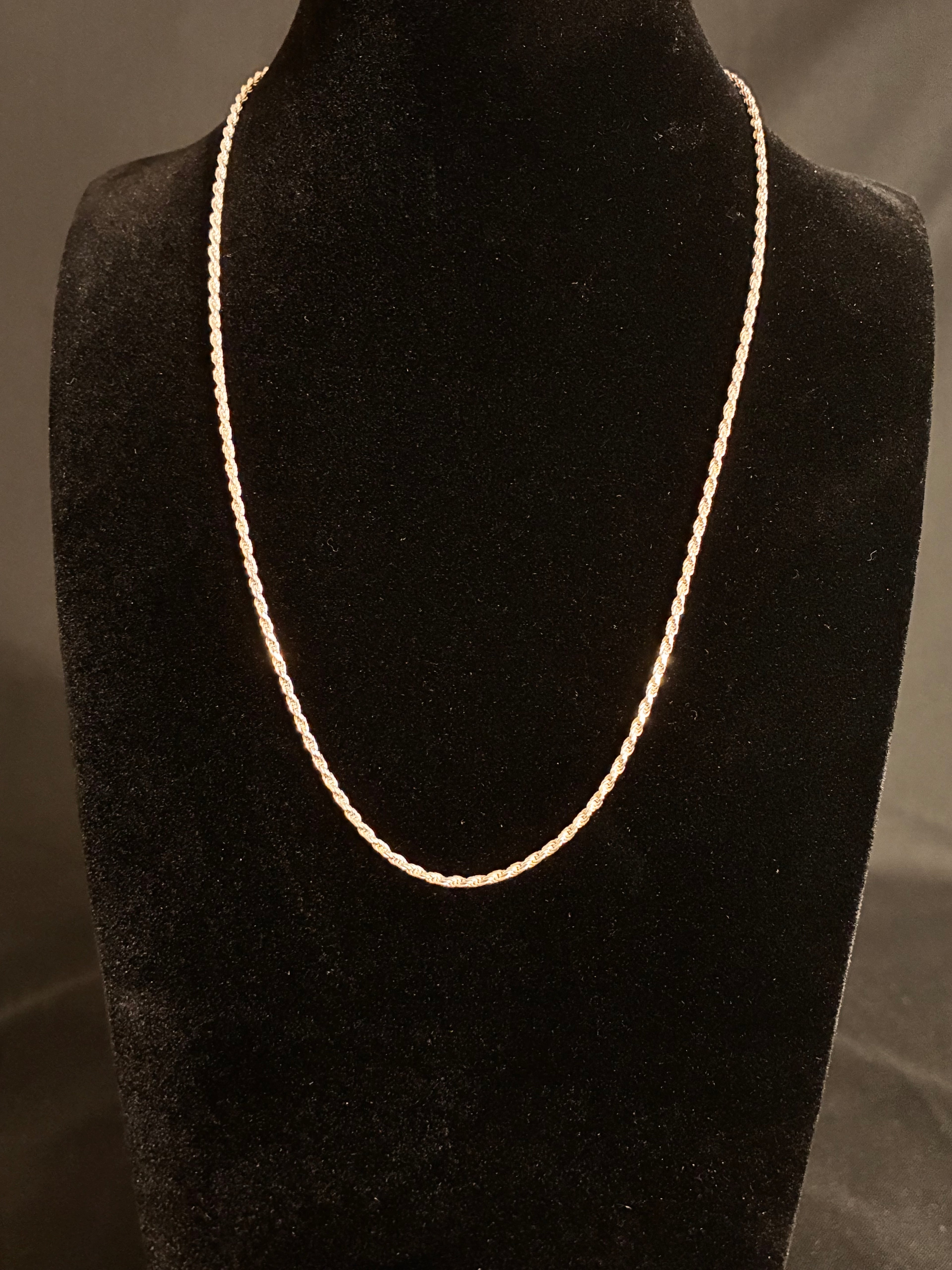 2MM 18inch Silver Diamond cut Rope