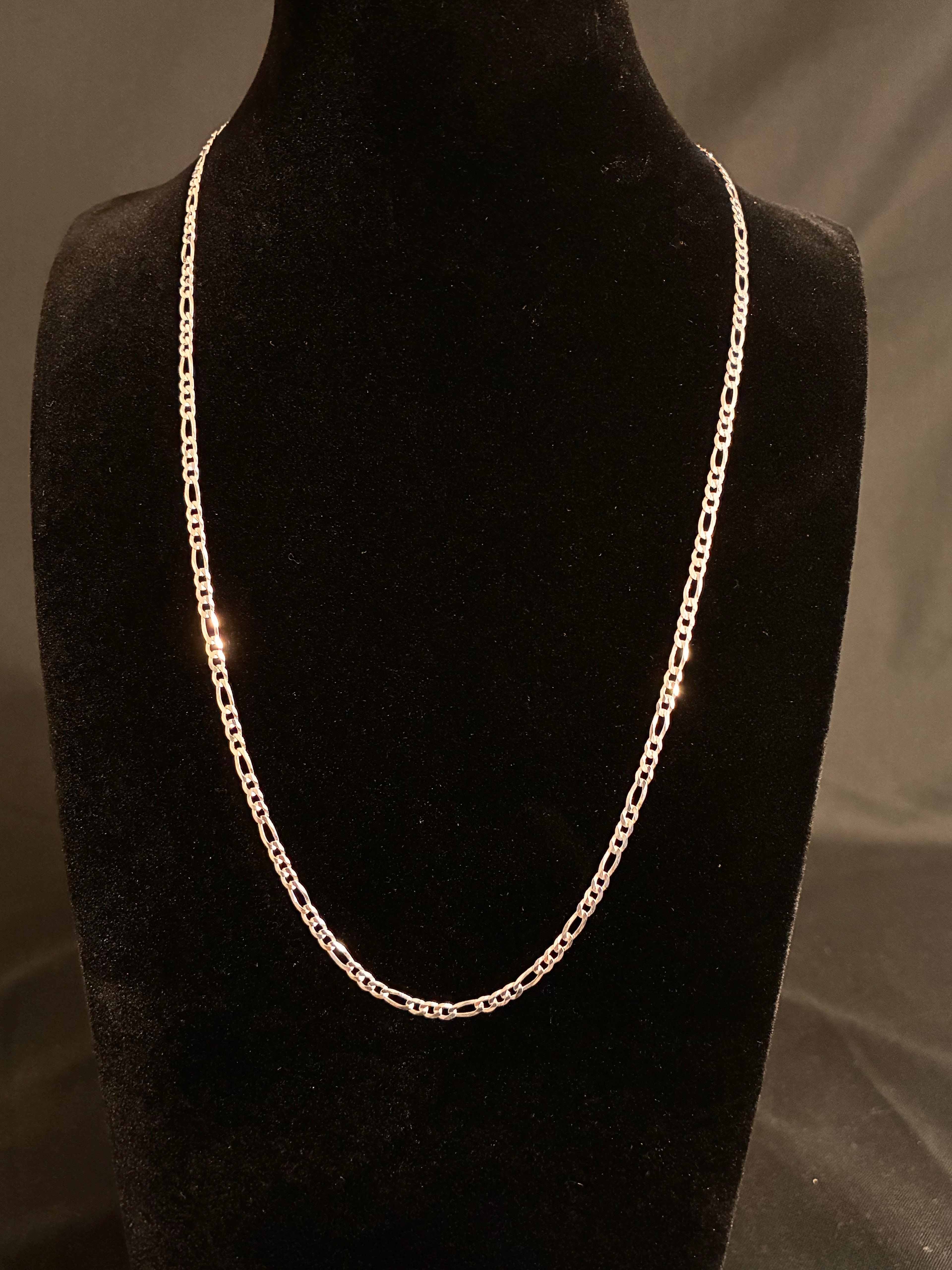 2.8MM 20inch Silver Figaro Necklace