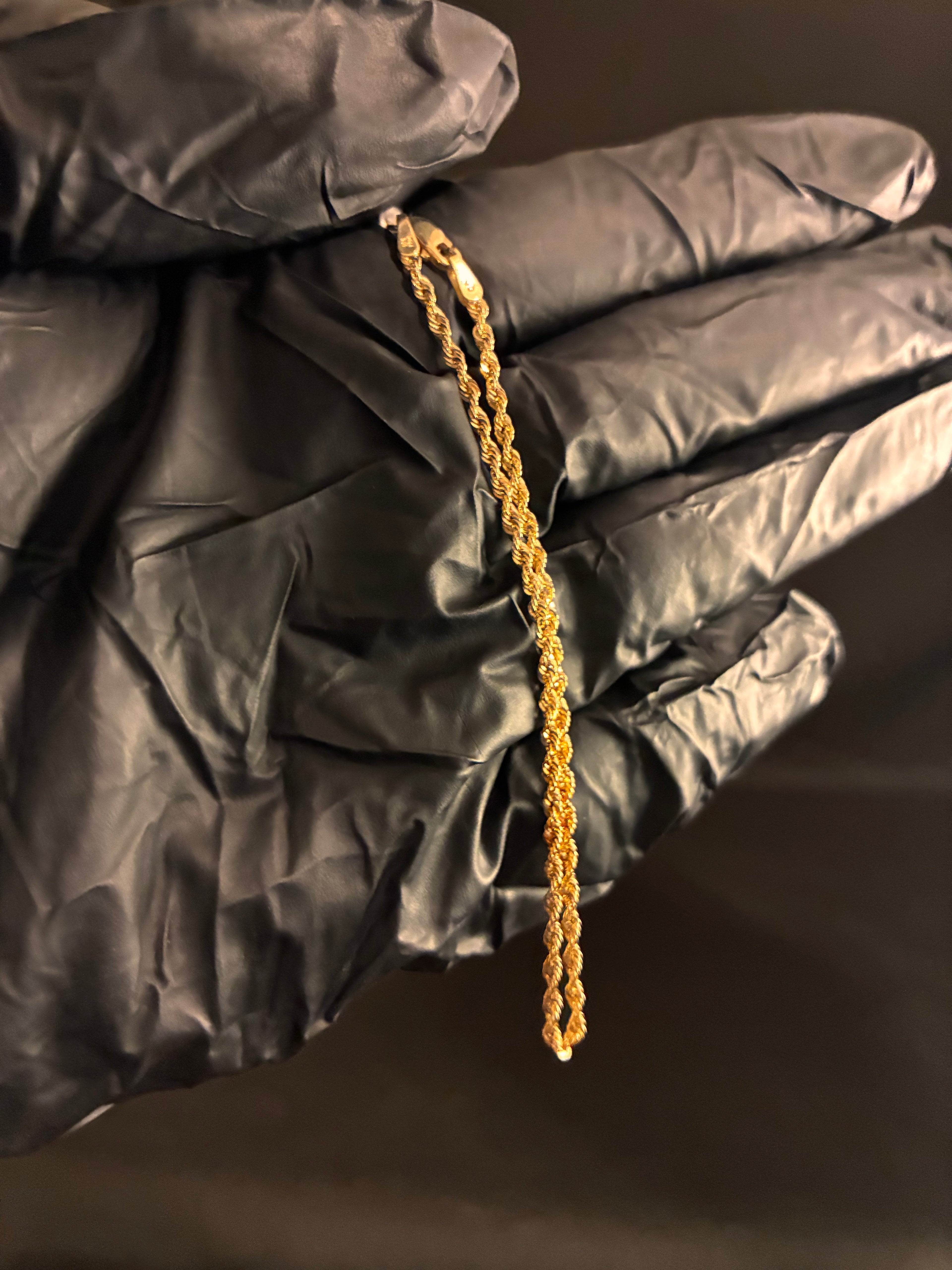 1.5MM 7inch 10K Gold Diamond Cut Rope