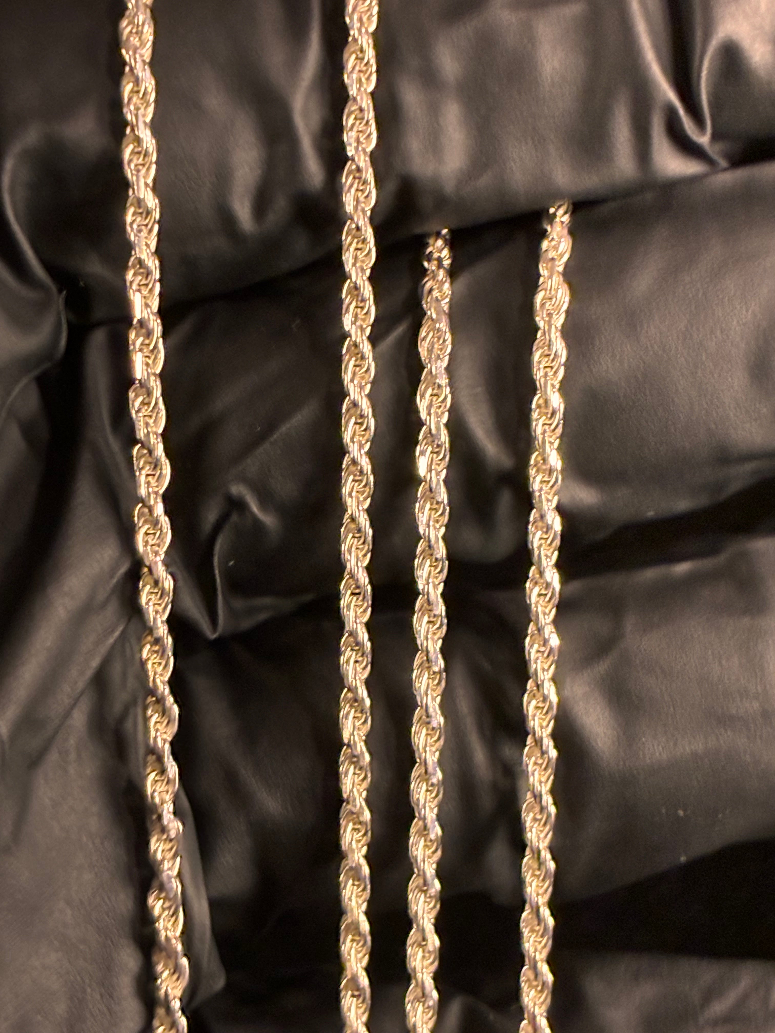 2MM 18inch Silver Diamond cut Rope