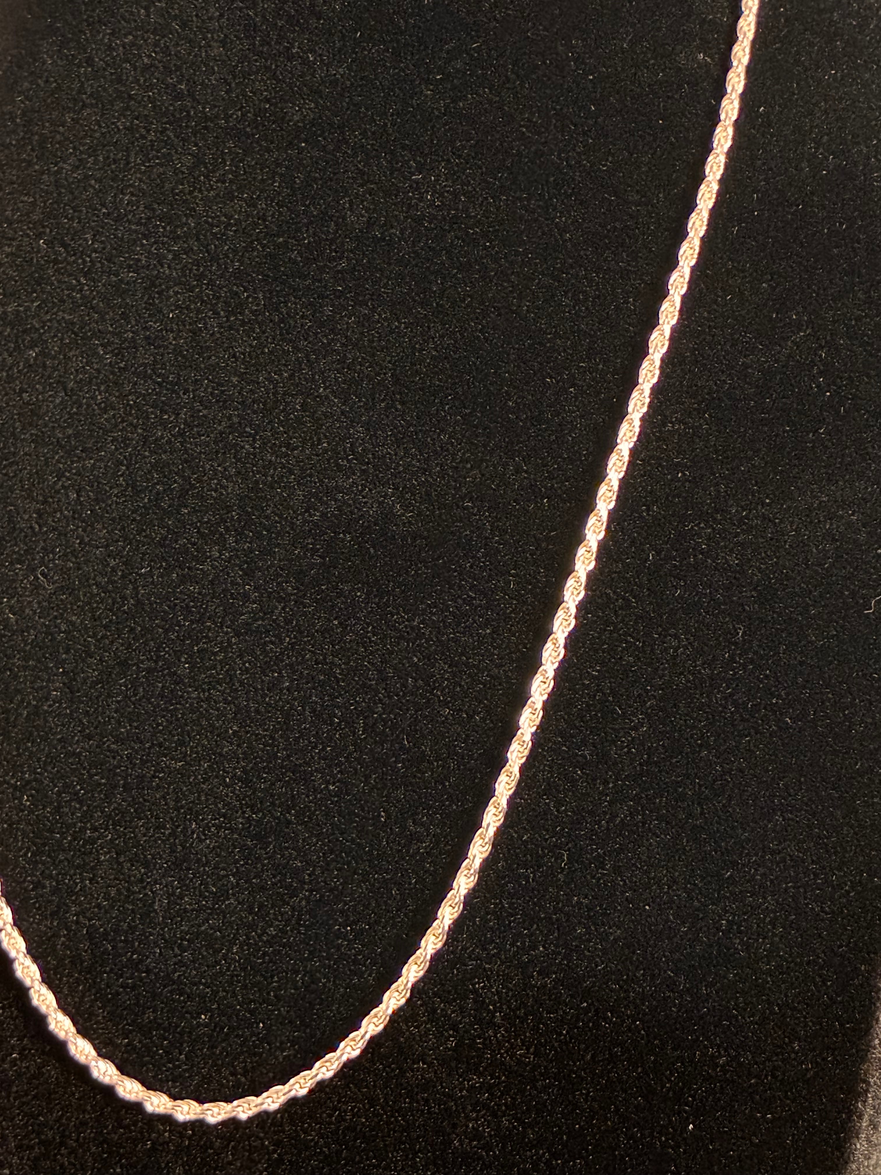 2MM 18inch Silver Diamond cut Rope